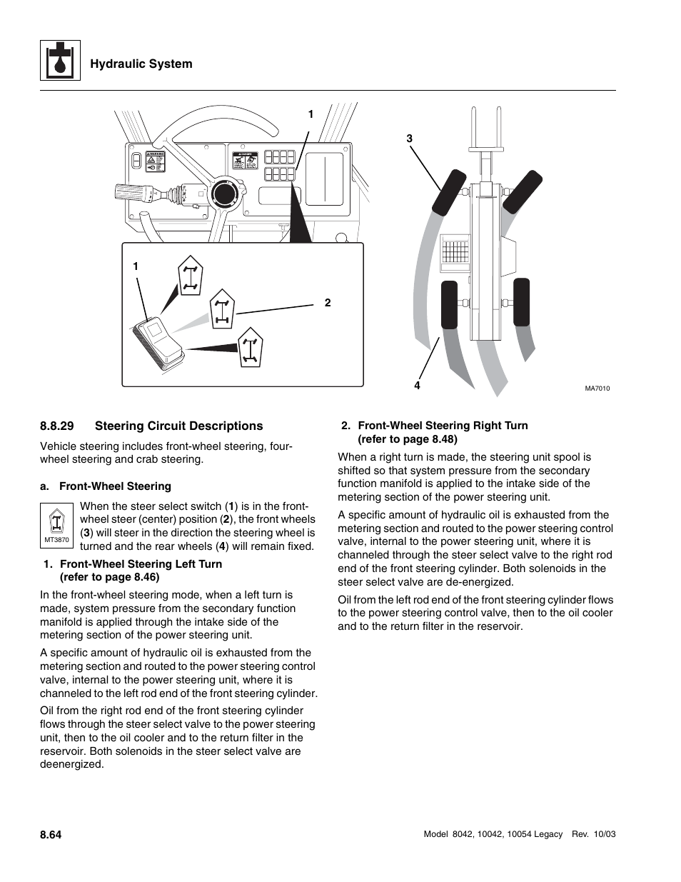 29 steering circuit descriptions, Steering circuit descriptions | SkyTrak 8042 Service Manual User Manual | Page 479 / 906