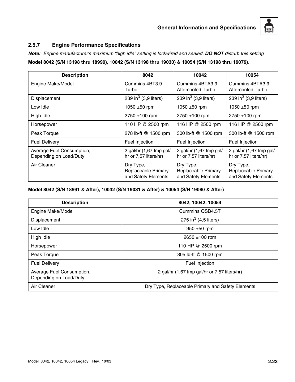 7 engine performance specifications, Engine performance specifications | SkyTrak 8042 Service Manual User Manual | Page 48 / 906