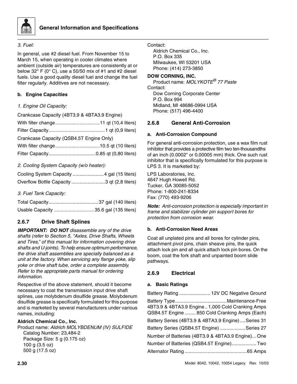 7 drive shaft splines, 8 general anti-corrosion, 9 electrical | Drive shaft splines, General anti-corrosion, Electrical | SkyTrak 8042 Service Manual User Manual | Page 55 / 906