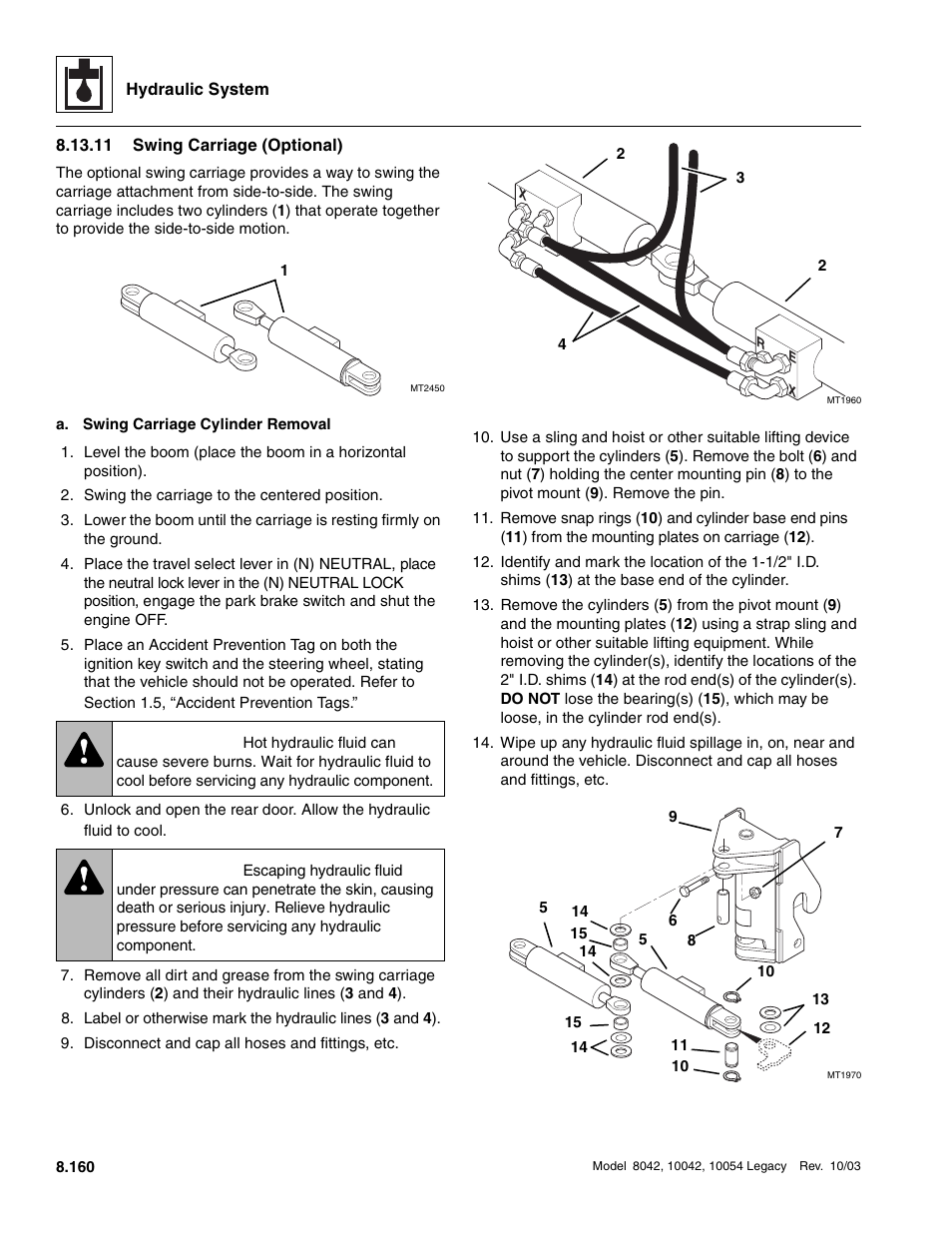 11 swing carriage (optional), Swing carriage (optional), Warning | SkyTrak 8042 Service Manual User Manual | Page 575 / 906