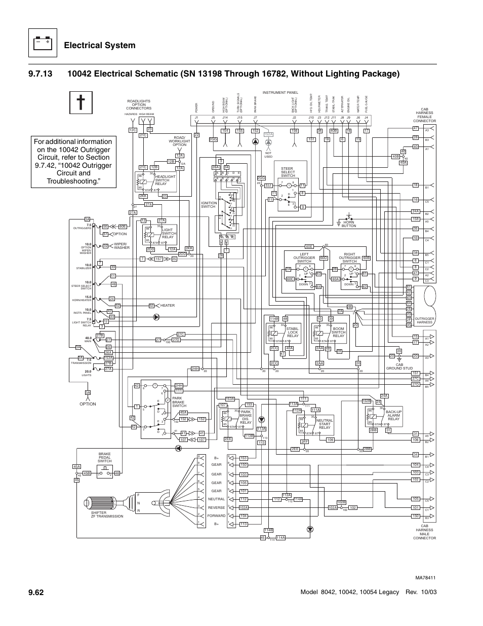62 or, Electrical system | SkyTrak 8042 Service Manual User Manual | Page 653 / 906
