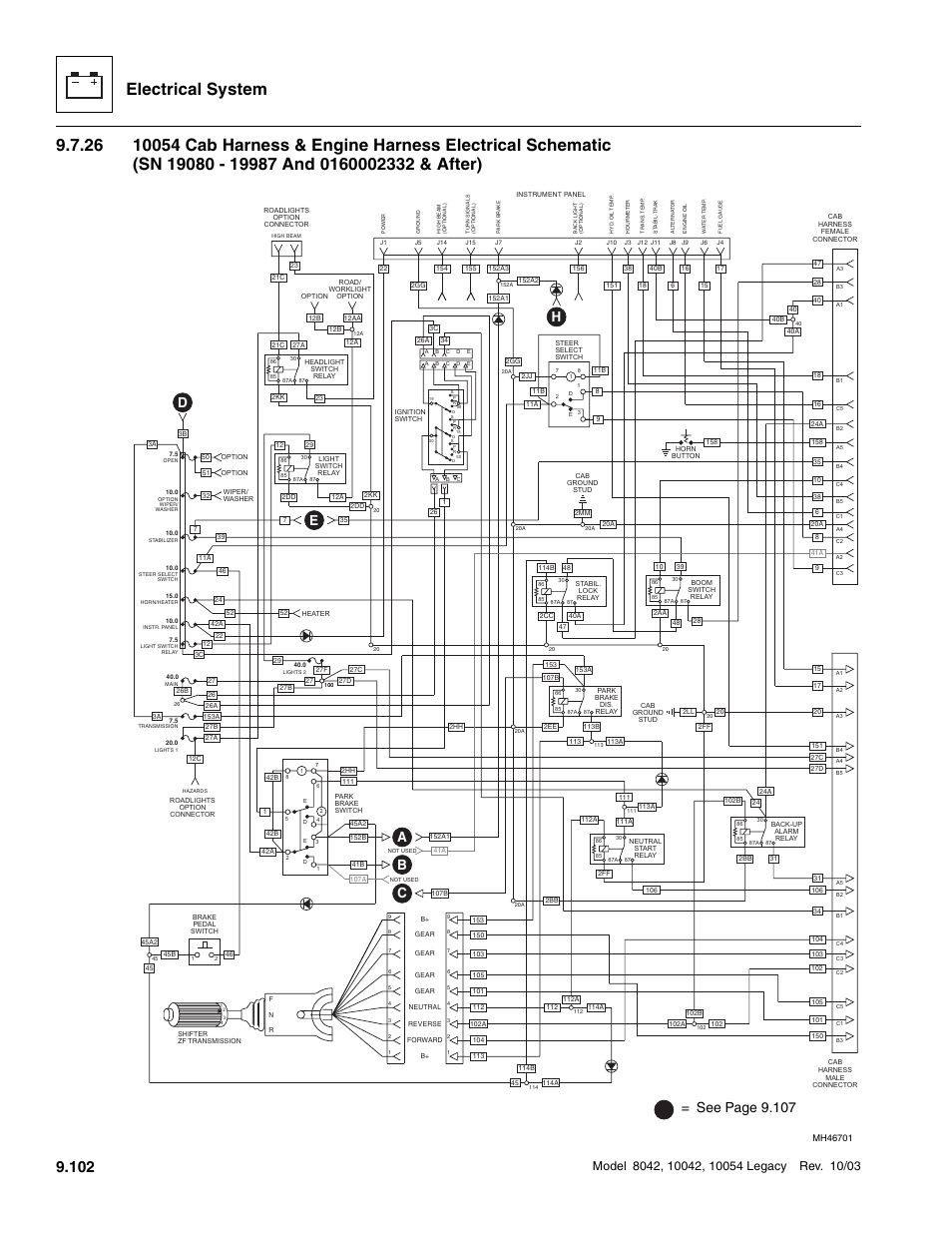 Electrical system, Ab c d e, See page 9.107 | SkyTrak 8042 Service Manual User Manual | Page 693 / 906