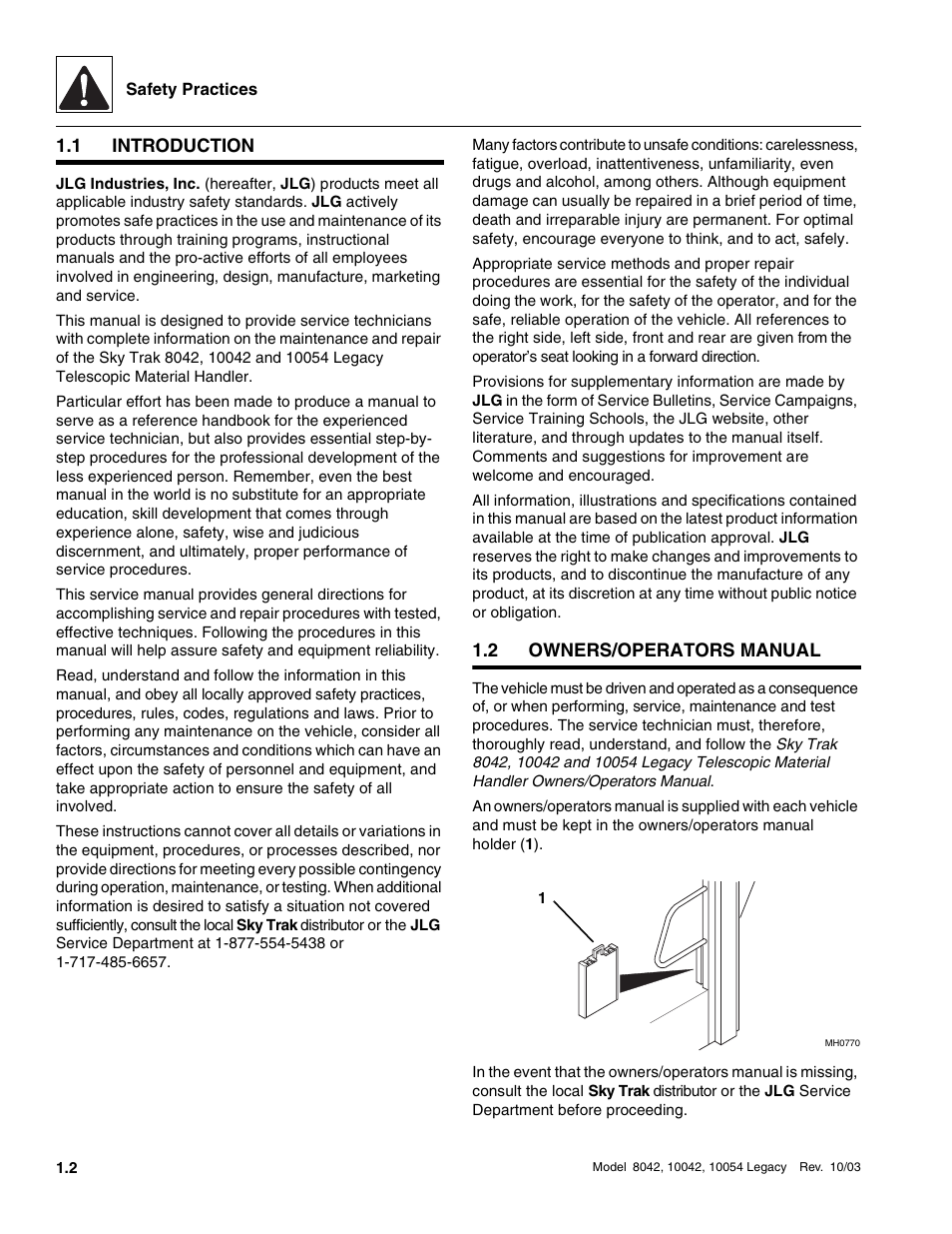 1 introduction, 2 owners/operators manual, Introduction | Owners/operators manual | SkyTrak 8042 Service Manual User Manual | Page 7 / 906