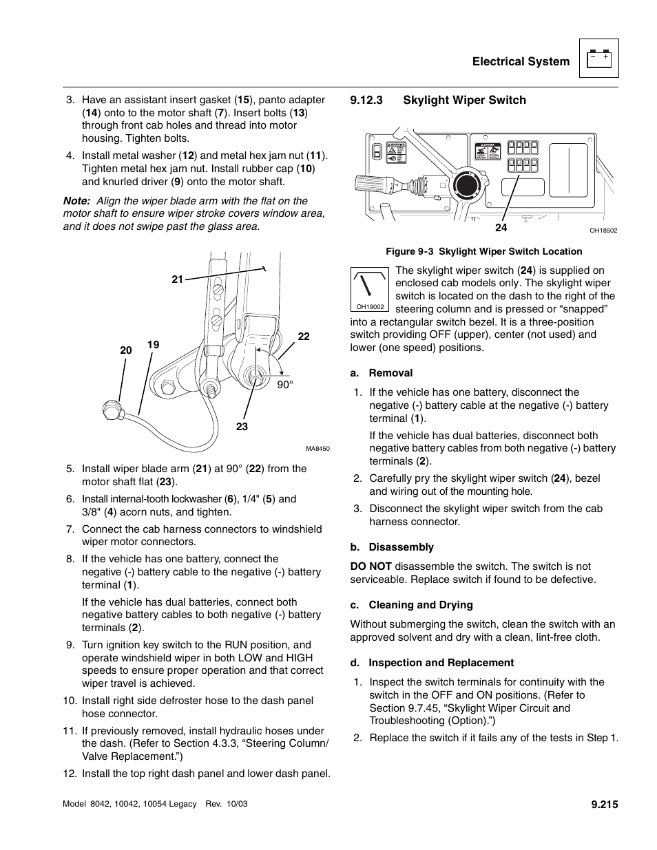 3 skylight wiper switch, Skylight wiper switch, E ( 19 | SkyTrak 8042 Service Manual User Manual | Page 806 / 906