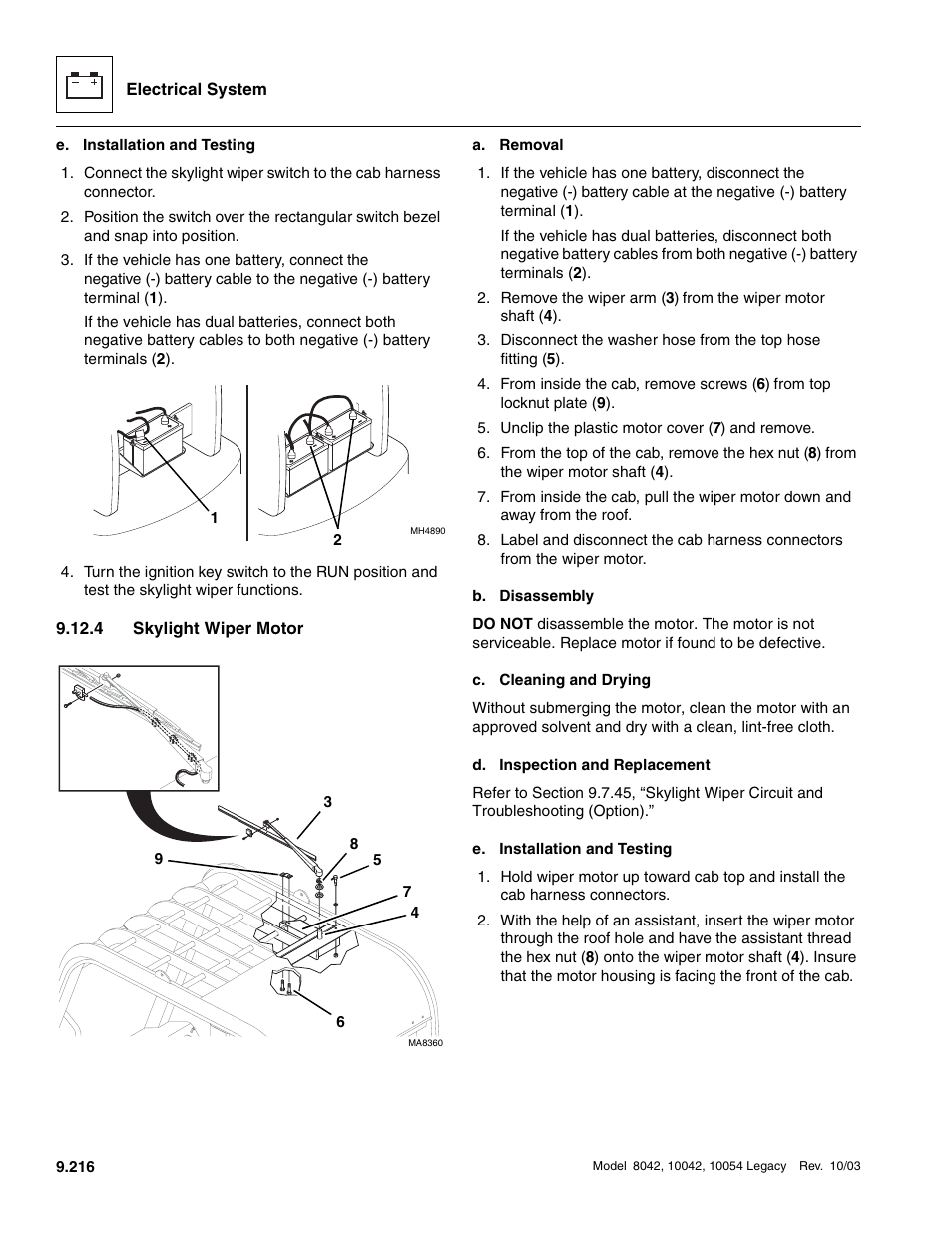 4 skylight wiper motor, Skylight wiper motor | SkyTrak 8042 Service Manual User Manual | Page 807 / 906