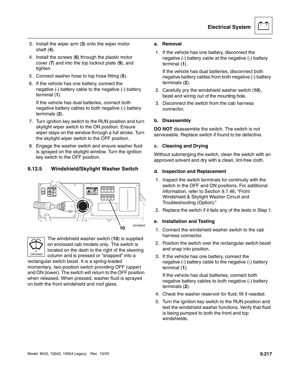 5 windshield/skylight washer switch, Windshield/skylight washer switch | SkyTrak 8042 Service Manual User Manual | Page 808 / 906