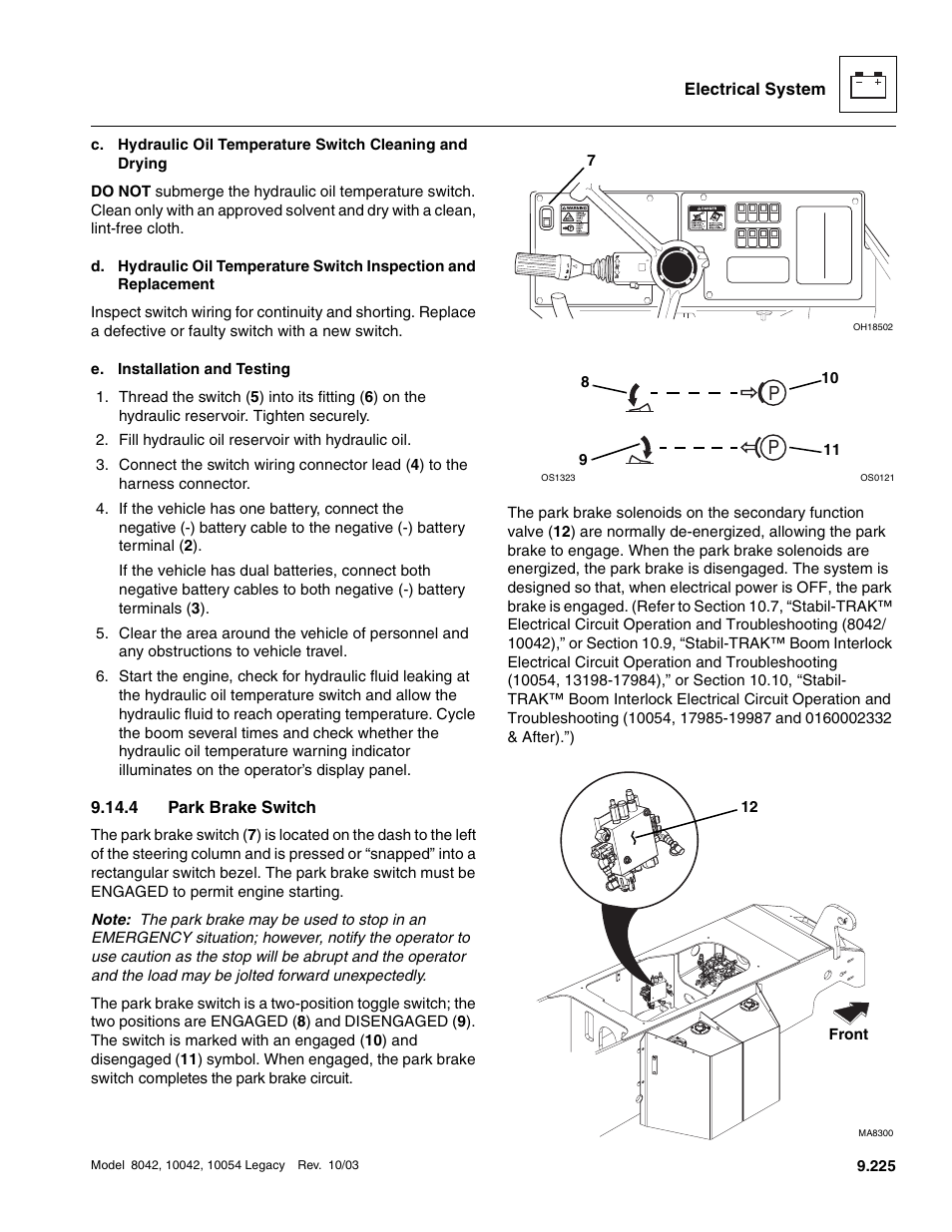 4 park brake switch, Park brake switch | SkyTrak 8042 Service Manual User Manual | Page 816 / 906