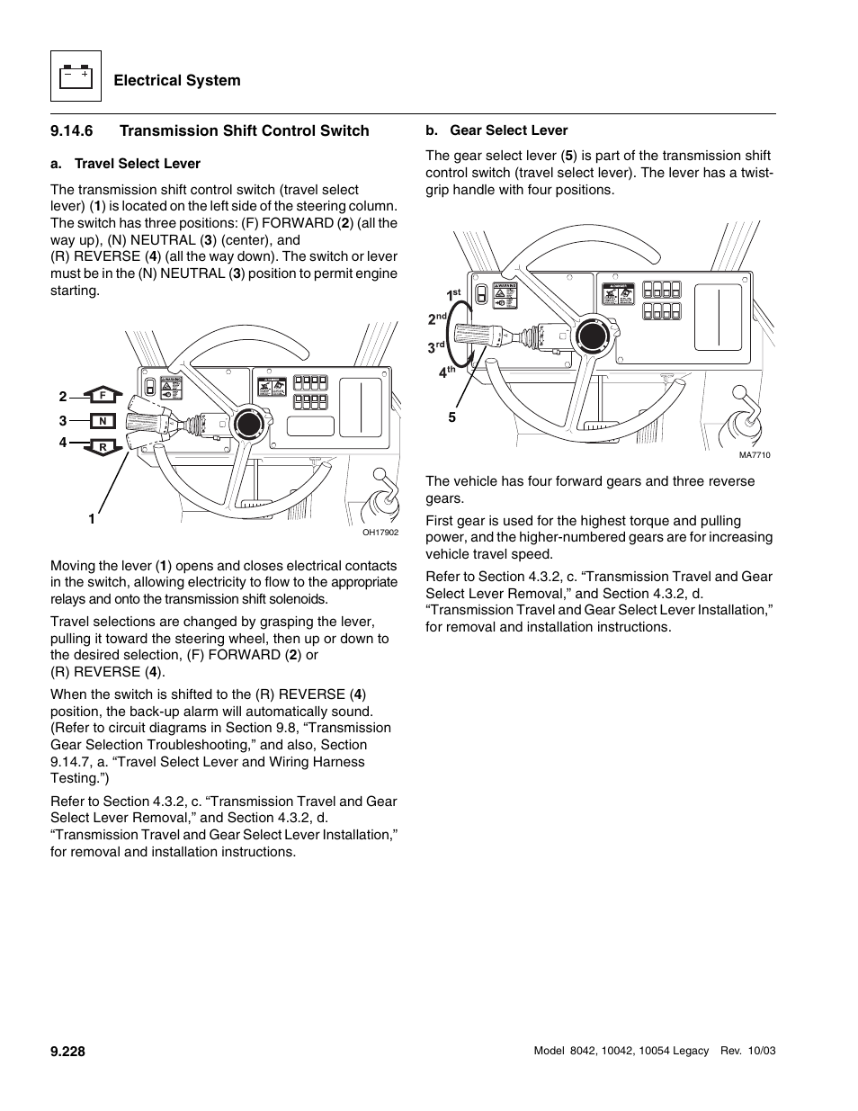 6 transmission shift control switch, Transmission shift control switch | SkyTrak 8042 Service Manual User Manual | Page 819 / 906