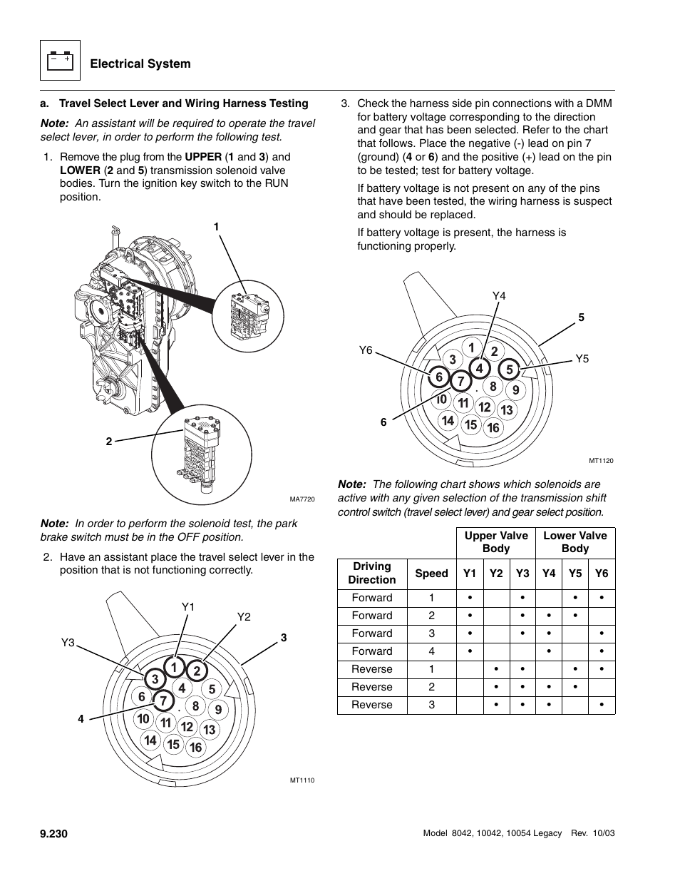To section 9.14.7, a, Travel select lever and wiring harness testing | SkyTrak 8042 Service Manual User Manual | Page 821 / 906