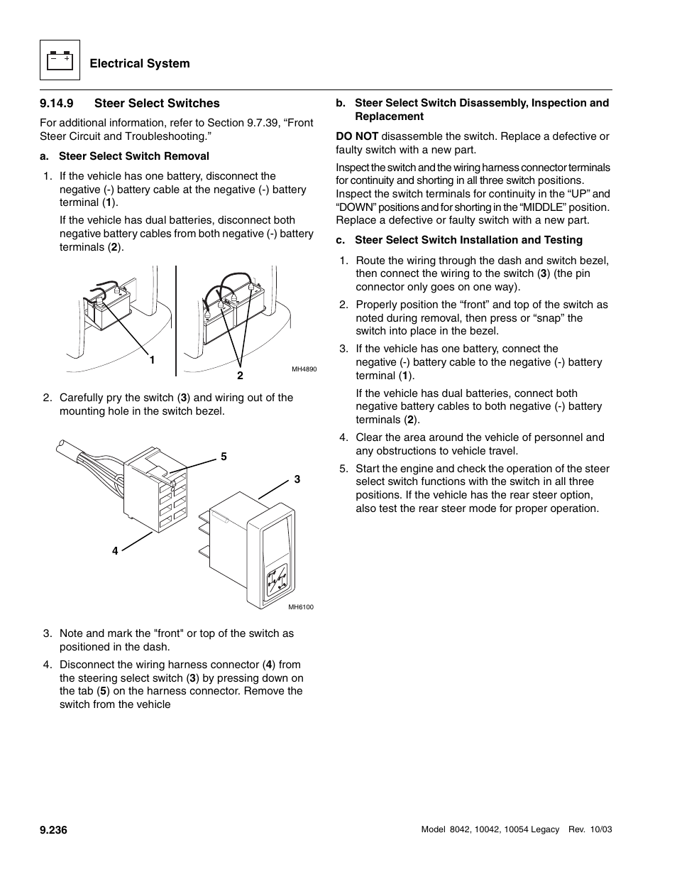 9 steer select switches, Nd section 9.14.9, “steer select switches.” t, Steer select switches | SkyTrak 8042 Service Manual User Manual | Page 827 / 906