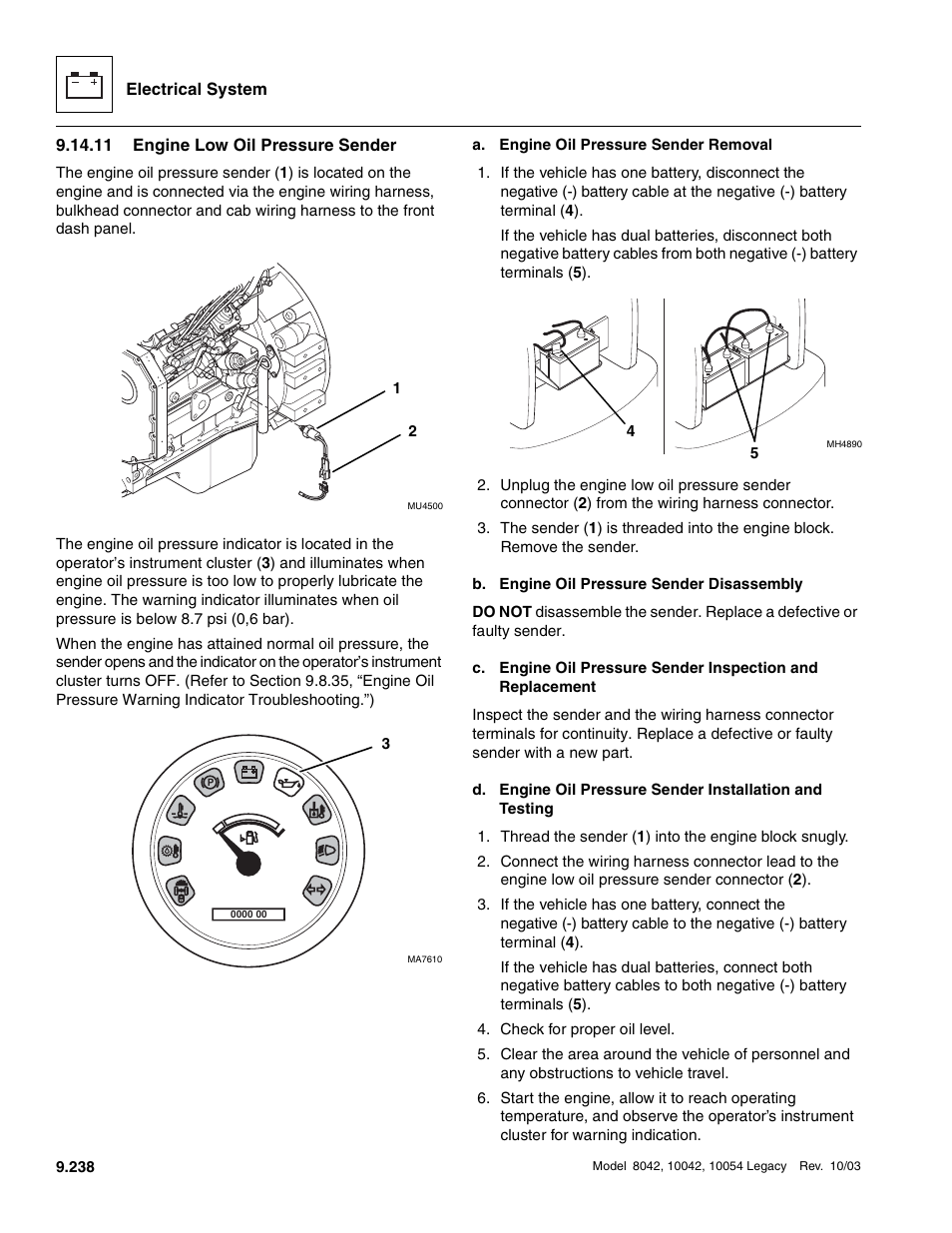 11 engine low oil pressure sender, Engine low oil pressure sender | SkyTrak 8042 Service Manual User Manual | Page 829 / 906
