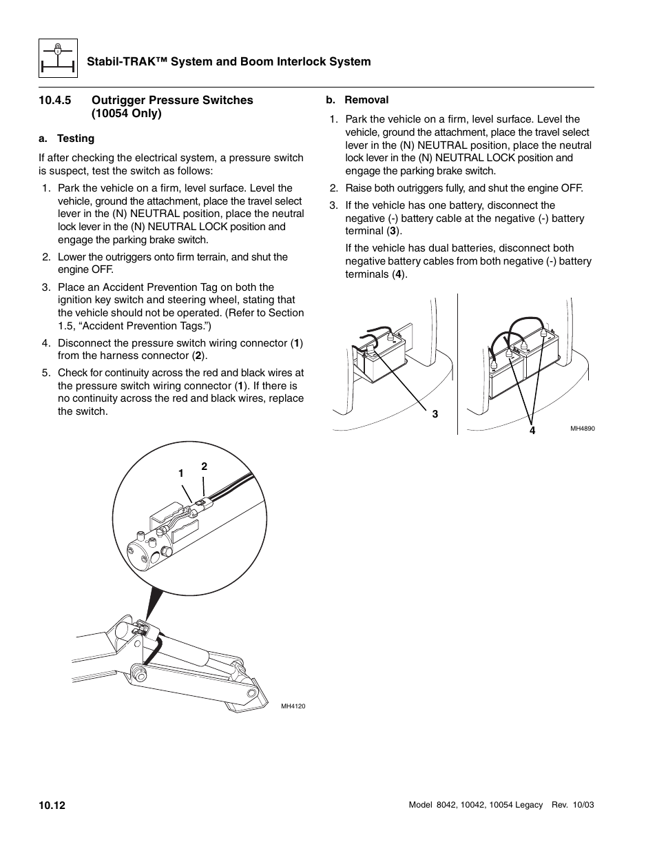 5 outrigger pressure switches (10054 only), Outrigger pressure switches (10054 only) | SkyTrak 8042 Service Manual User Manual | Page 853 / 906