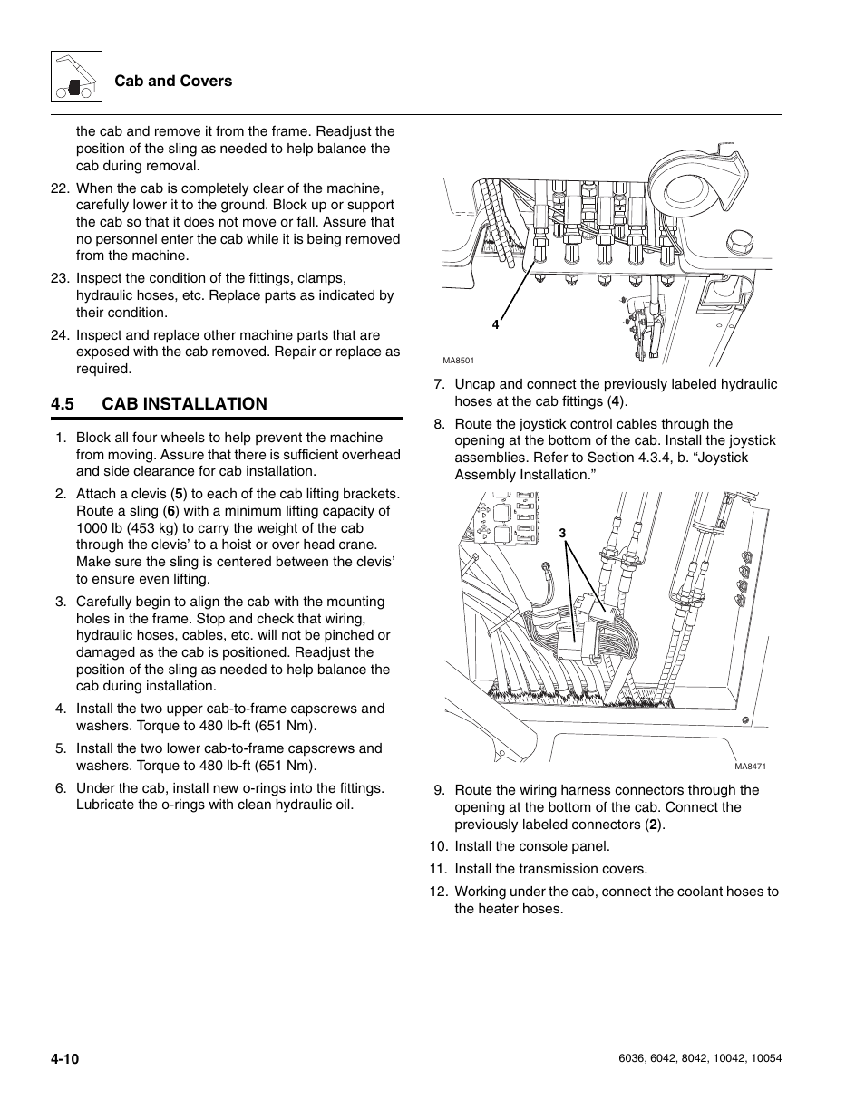 5 cab installation, Cab installation | SkyTrak 6036 Service Manual User Manual | Page 104 / 276