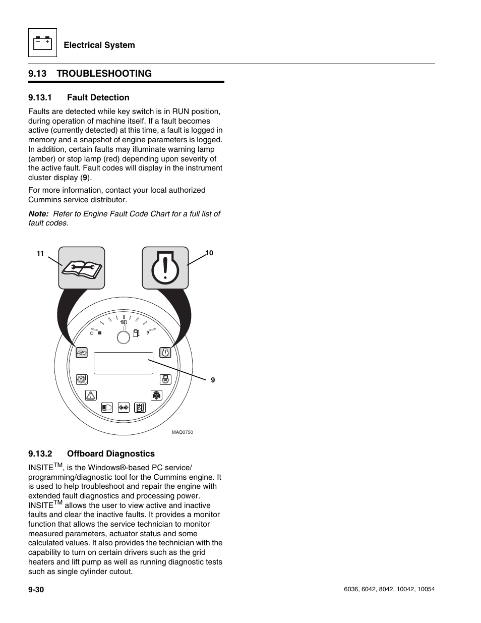 13 troubleshooting, 1 fault detection, 2 offboard diagnostics | Troubleshooting, Fault detection, Offboard diagnostics | SkyTrak 6036 Service Manual User Manual | Page 218 / 276