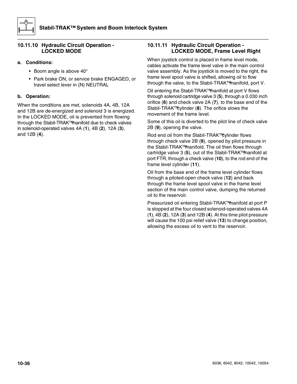 10 hydraulic circuit operation - locked mode | SkyTrak 6036 Service Manual User Manual | Page 264 / 276