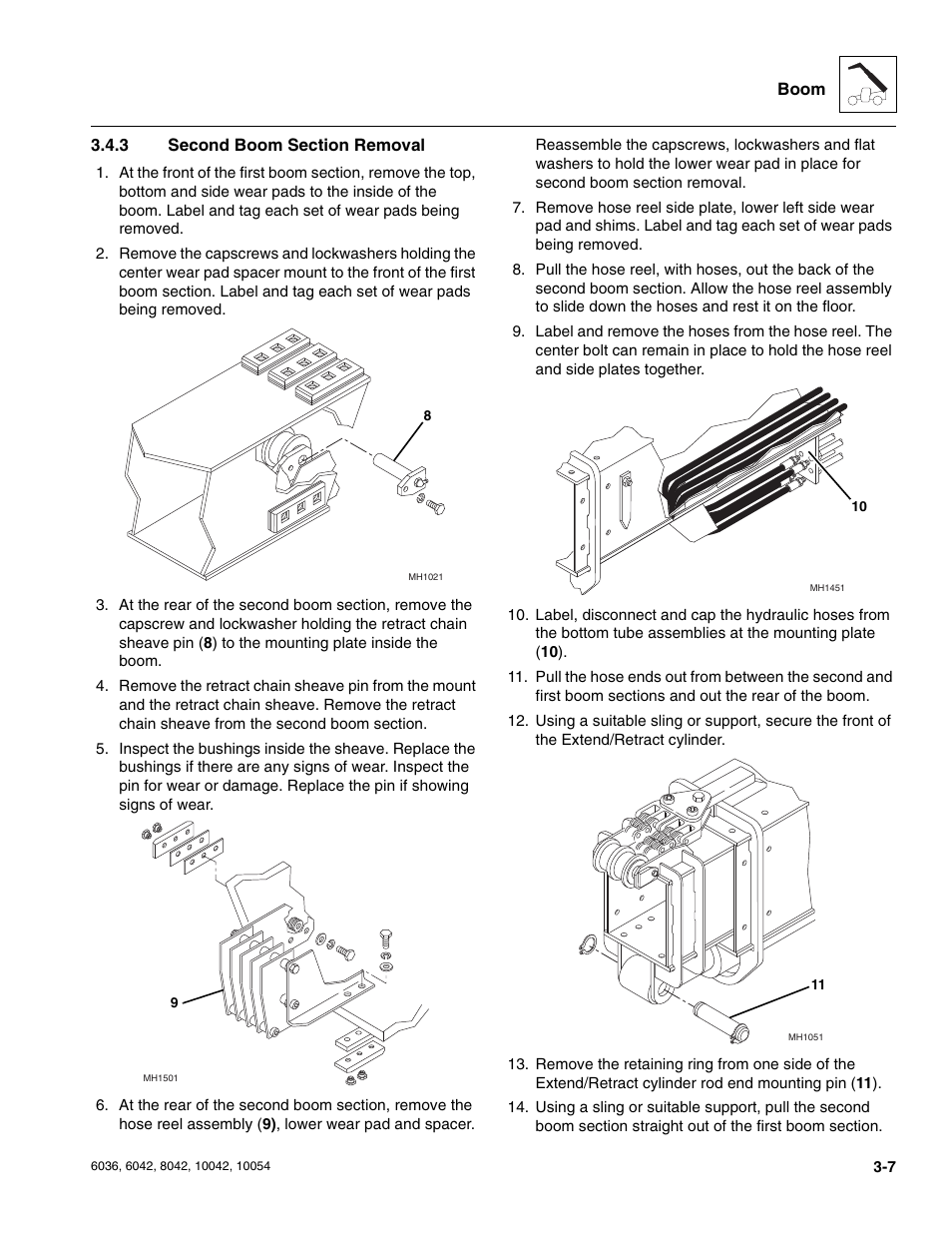 3 second boom section removal, Second boom section removal | SkyTrak 6036 Service Manual User Manual | Page 49 / 276