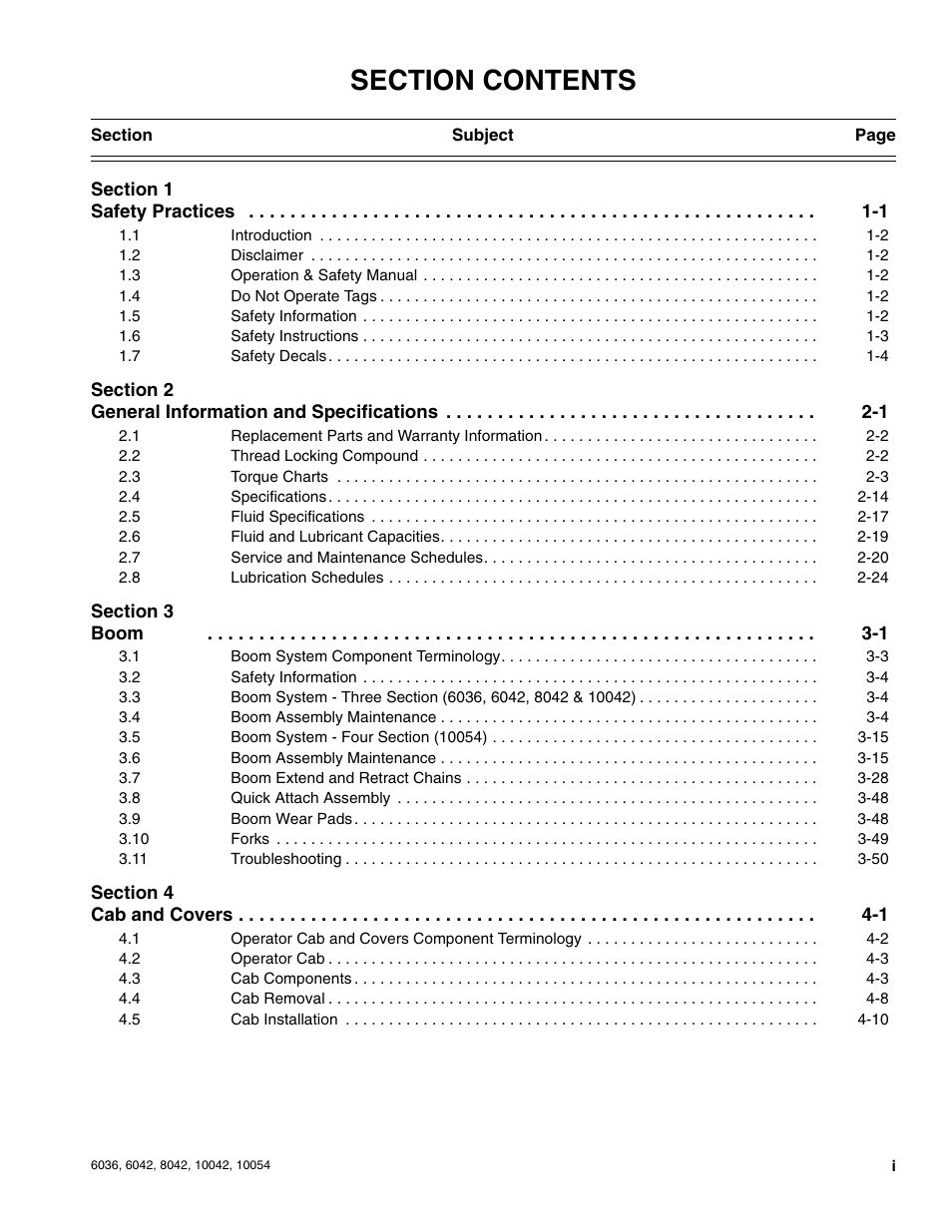 SkyTrak 6036 Service Manual User Manual | Page 5 / 276