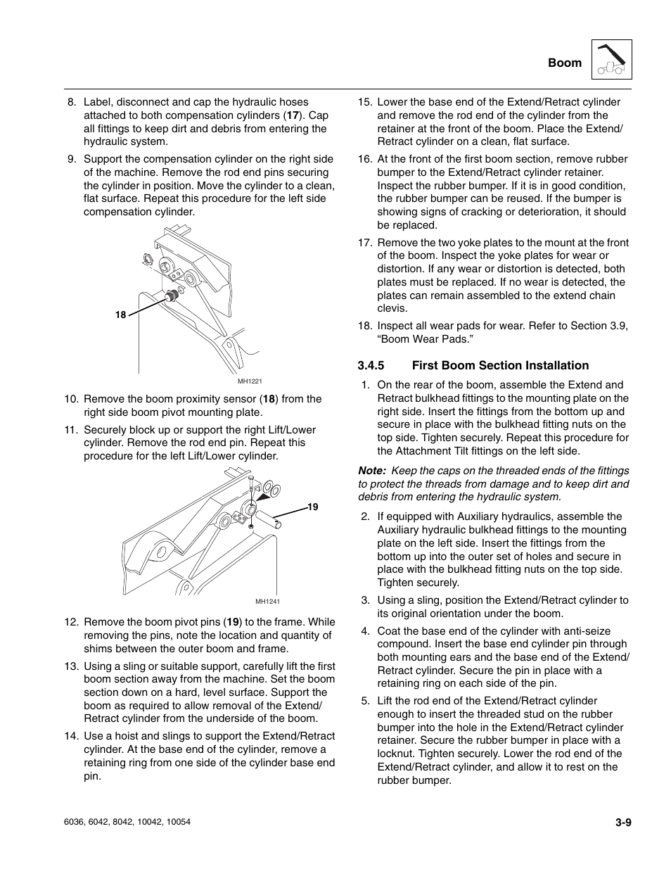 5 first boom section installation, First boom section installation | SkyTrak 6036 Service Manual User Manual | Page 51 / 276