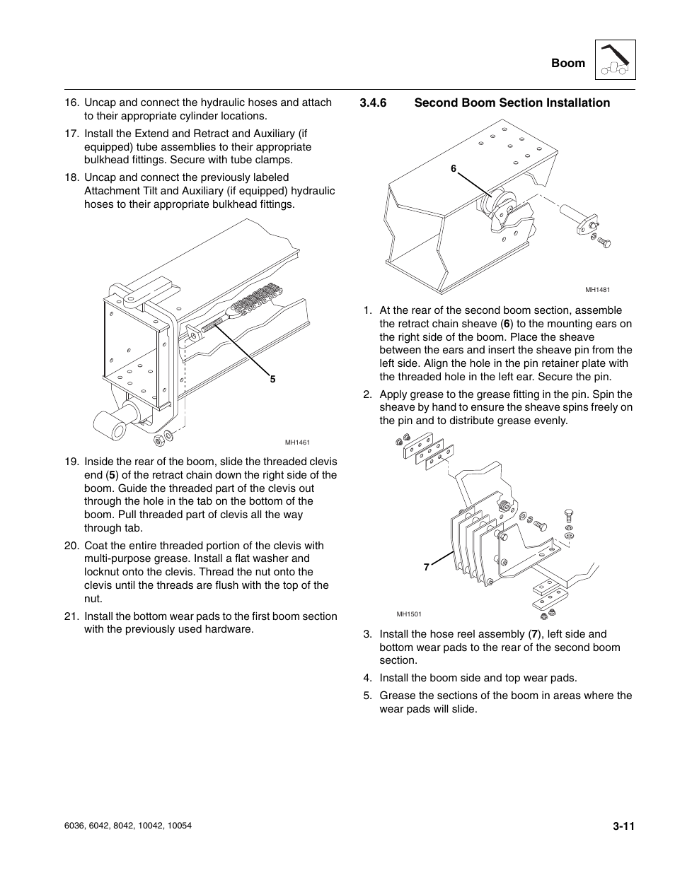 6 second boom section installation, Second boom section installation | SkyTrak 6036 Service Manual User Manual | Page 53 / 276