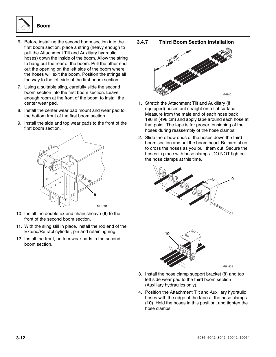 7 third boom section installation, Third boom section installation | SkyTrak 6036 Service Manual User Manual | Page 54 / 276