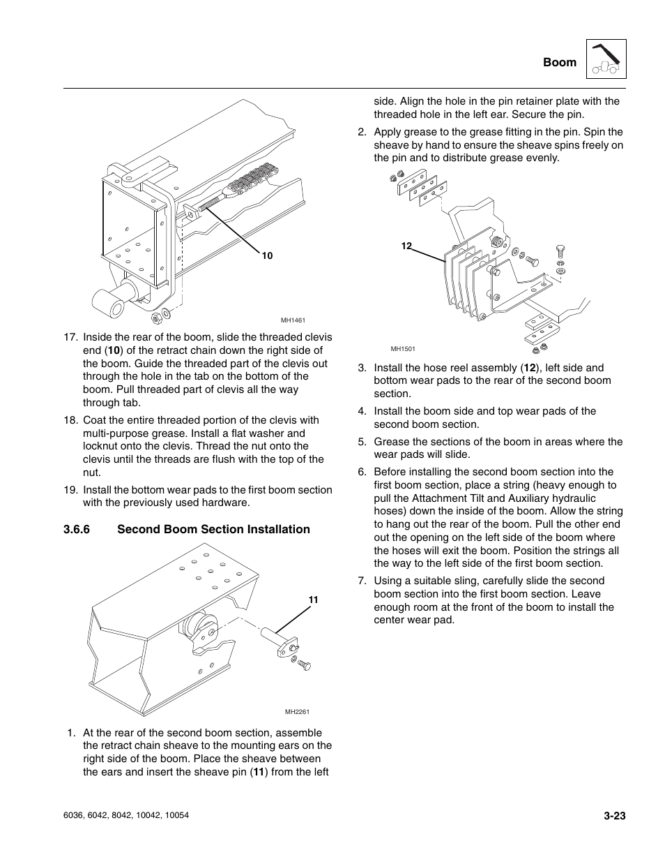 6 second boom section installation, Second boom section installation | SkyTrak 6036 Service Manual User Manual | Page 65 / 276