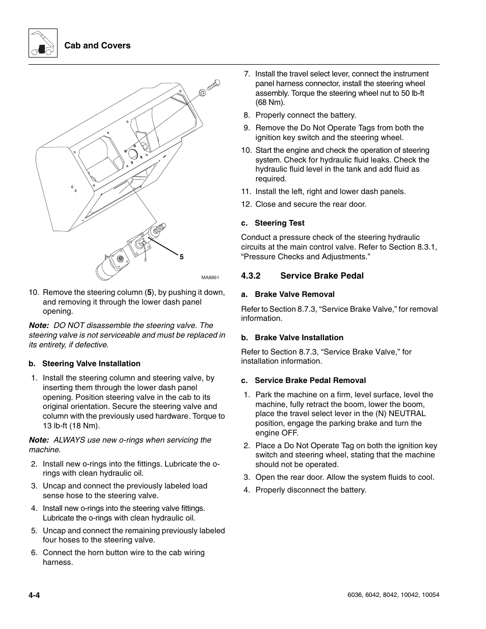 2 service brake pedal, Service brake pedal | SkyTrak 6036 Service Manual User Manual | Page 98 / 276