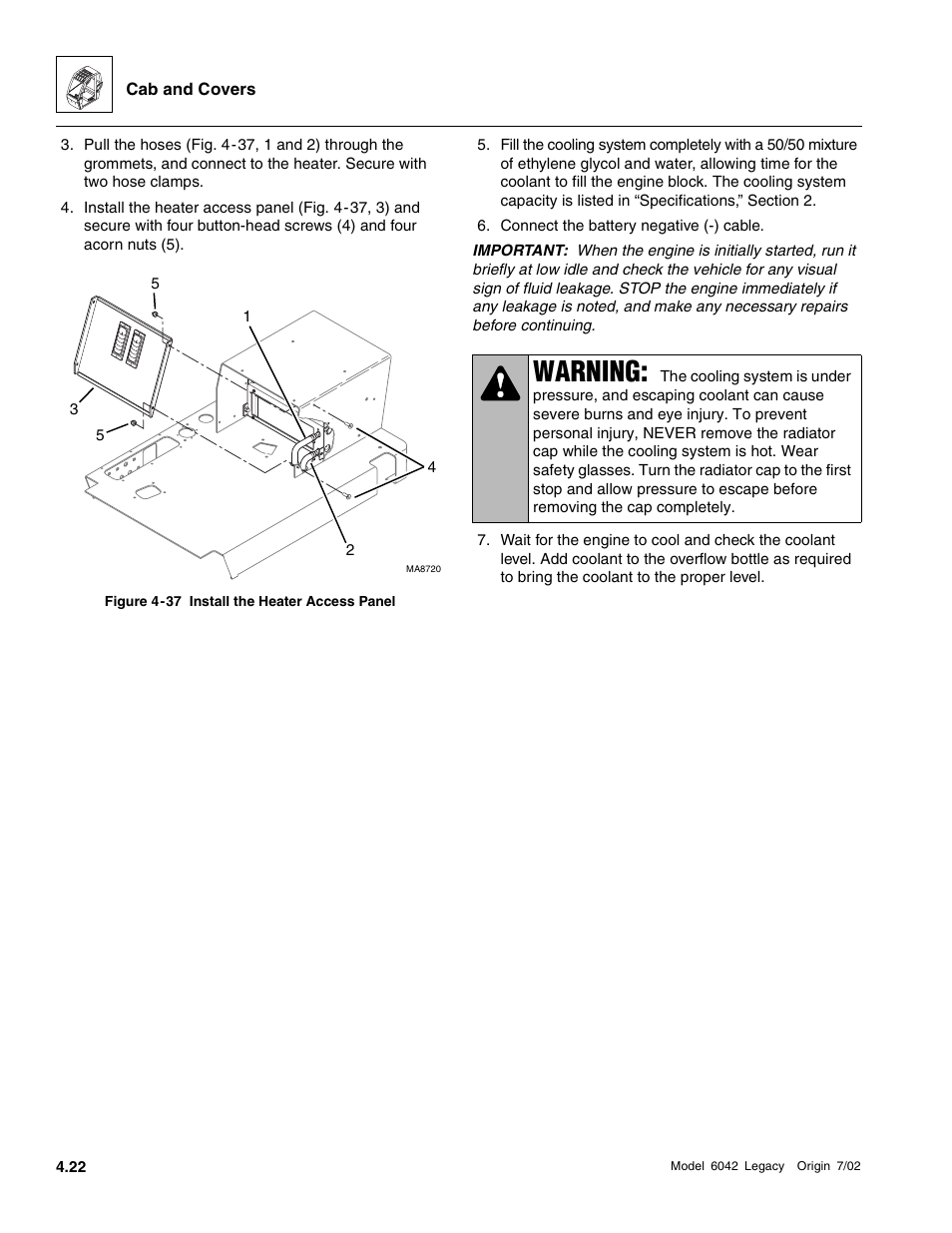 Warning | SkyTrak 6042 Service Manual User Manual | Page 142 / 544