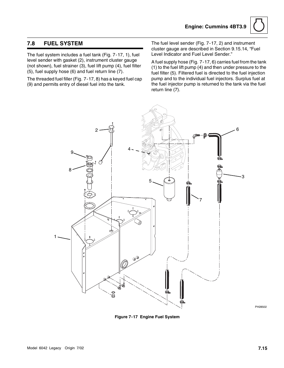 Fuel system | SkyTrak 6042 Service Manual User Manual | Page 209 / 544