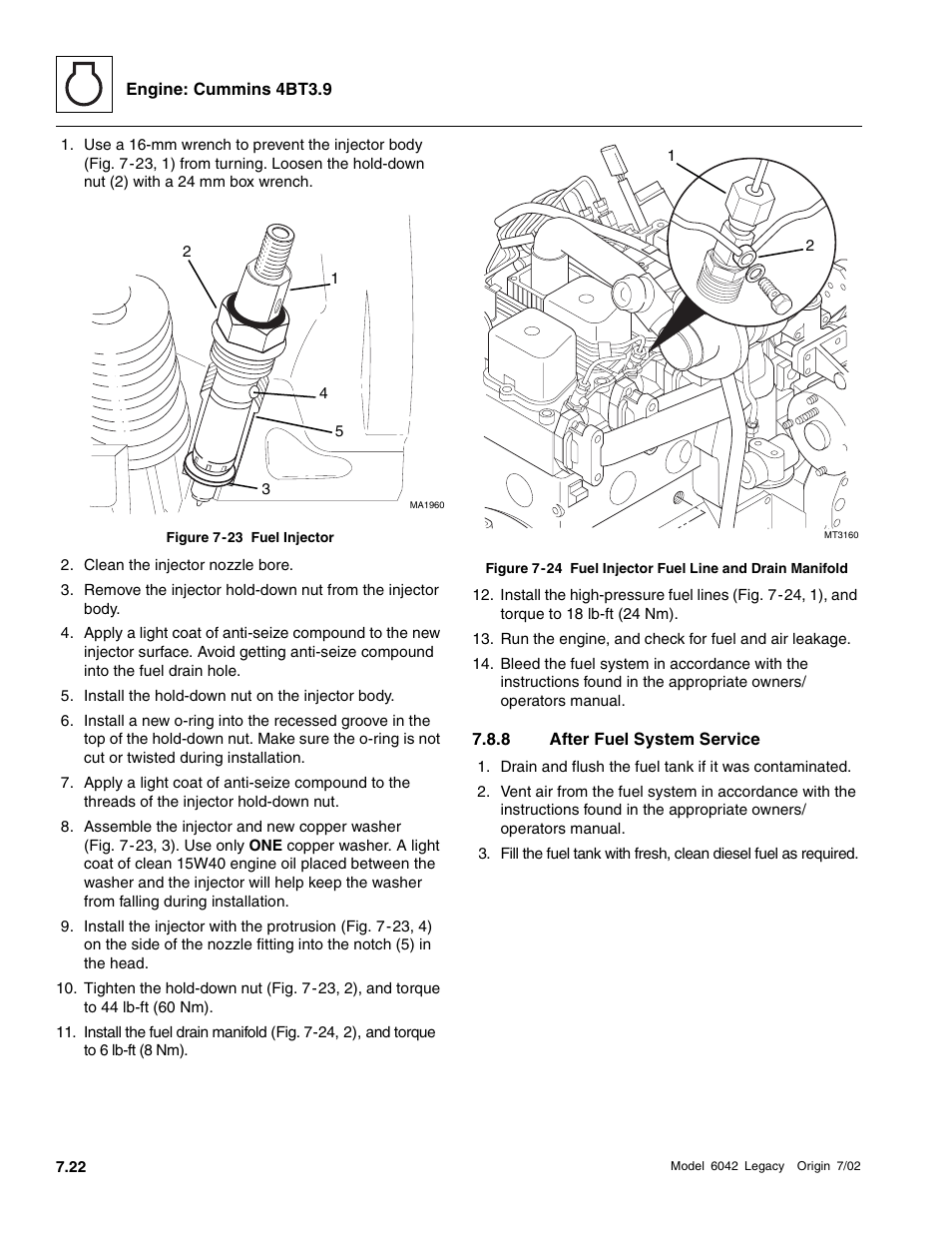 After fuel system service | SkyTrak 6042 Service Manual User Manual | Page 216 / 544