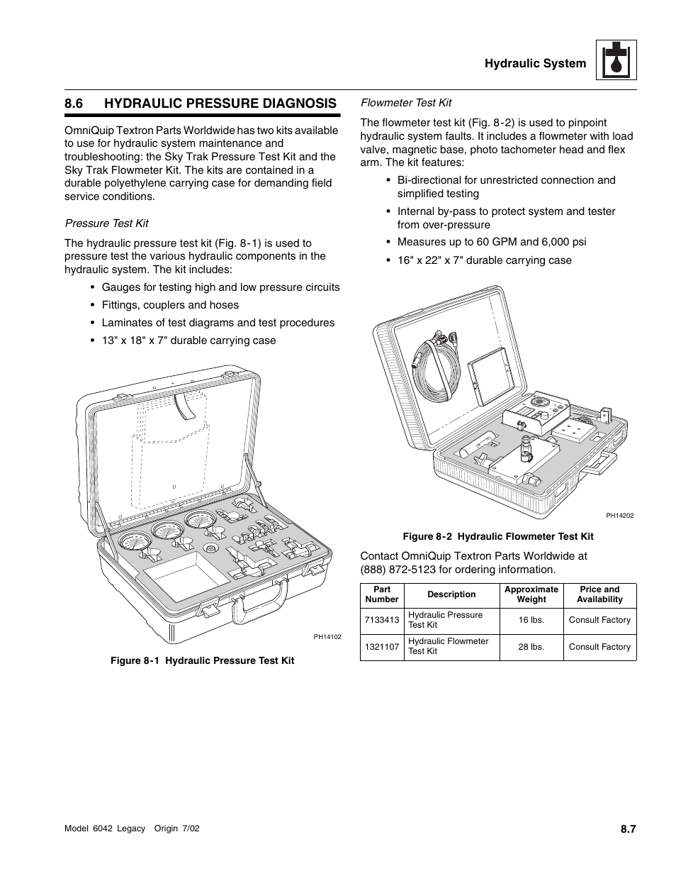 Hydraulic pressure diagnosis, 6 hydraulic pressure diagnosis | SkyTrak 6042 Service Manual User Manual | Page 239 / 544