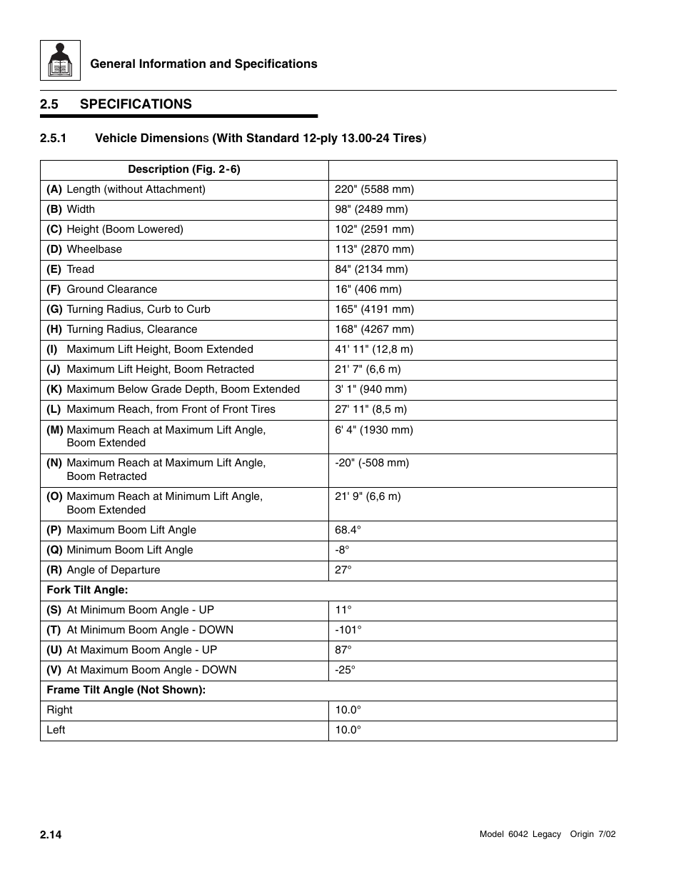 Specifications | SkyTrak 6042 Service Manual User Manual | Page 28 / 544