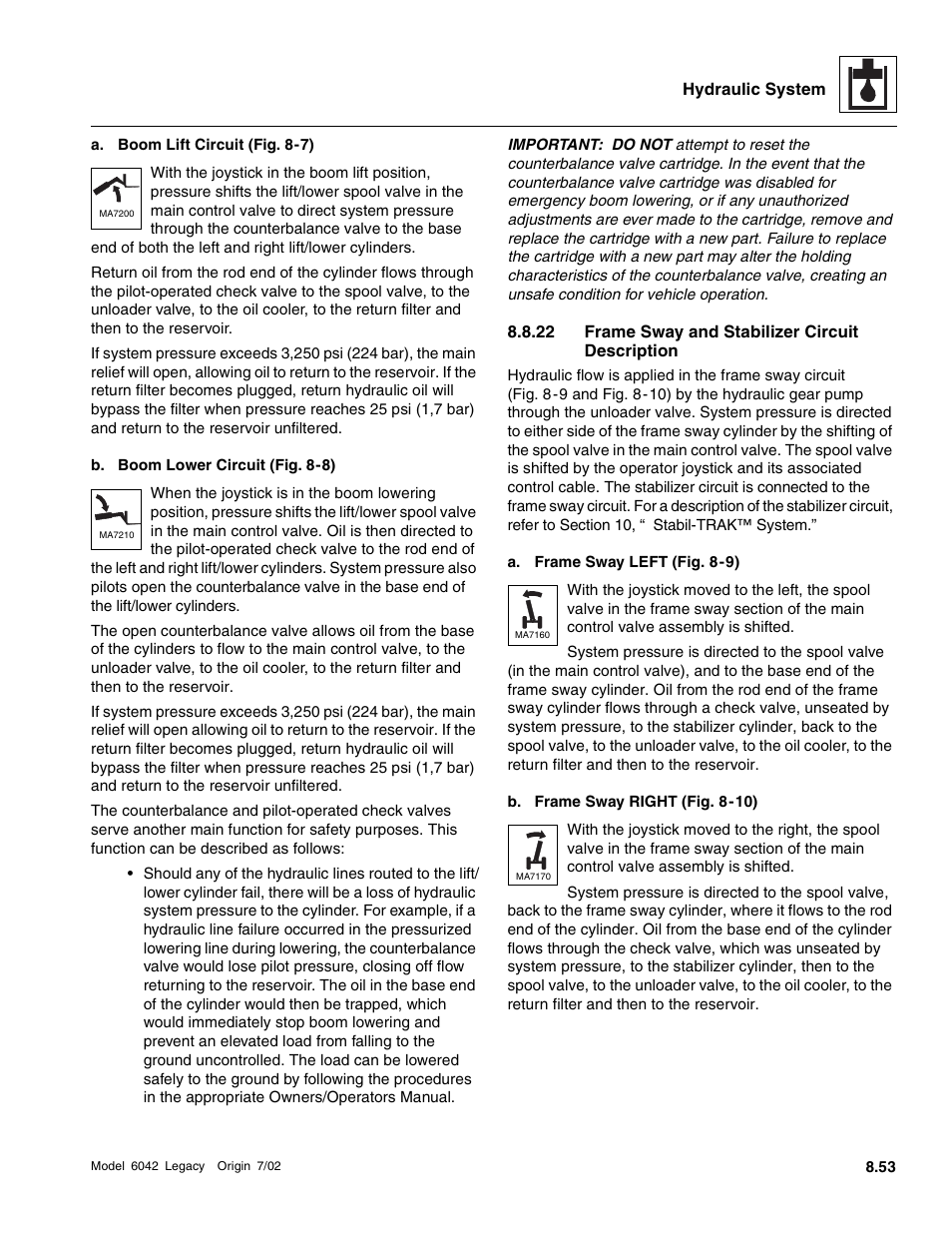22 frame sway and stabilizer circuit description | SkyTrak 6042 Service Manual User Manual | Page 285 / 544