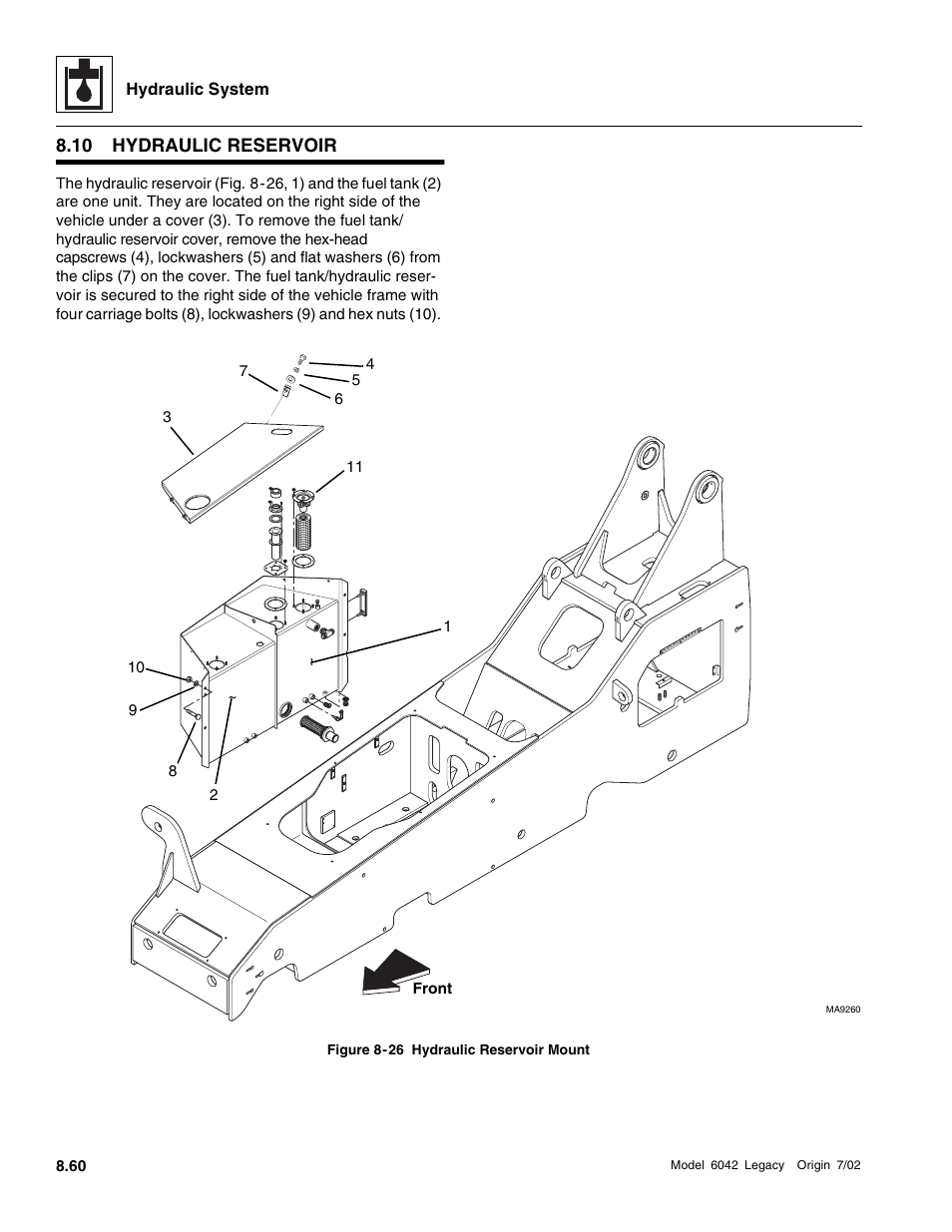 Hydraulic reservoir | SkyTrak 6042 Service Manual User Manual | Page 292 / 544