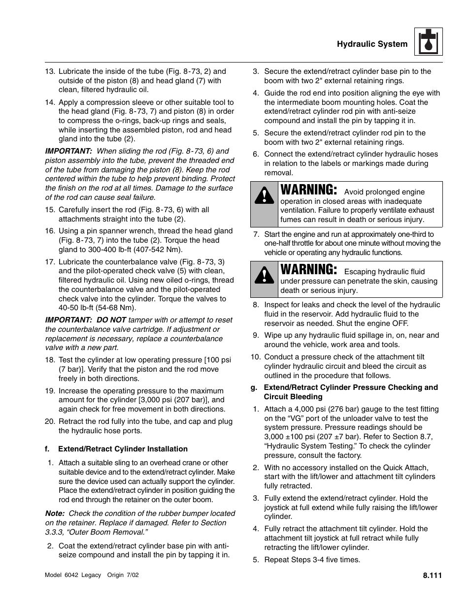 Warning | SkyTrak 6042 Service Manual User Manual | Page 343 / 544