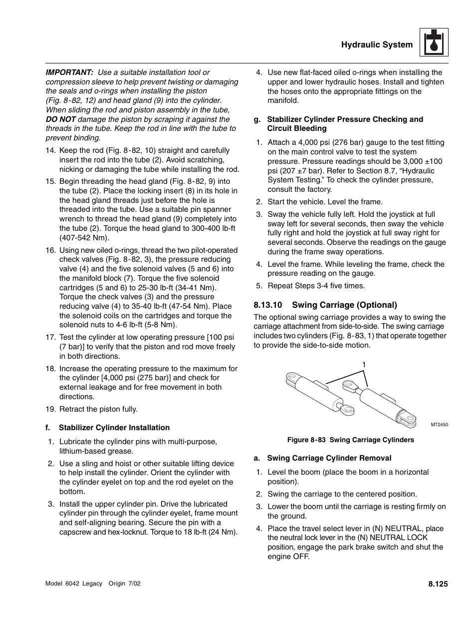 10 swing carriage (optional) | SkyTrak 6042 Service Manual User Manual | Page 357 / 544
