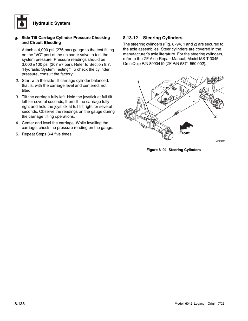 12 steering cylinders | SkyTrak 6042 Service Manual User Manual | Page 370 / 544