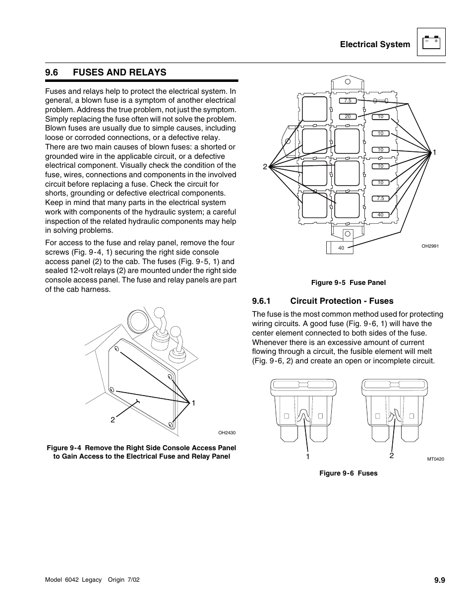 Fuses and relays, Circuit protection - fuses, 6 fuses and relays | Electrical system, 1 circuit protection - fuses | SkyTrak 6042 Service Manual User Manual | Page 379 / 544