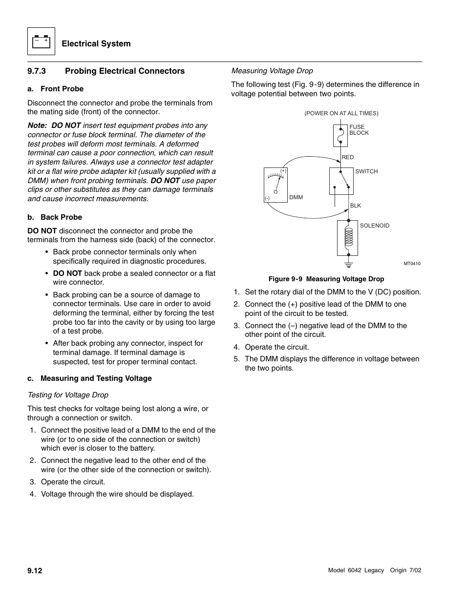Probing electrical connectors | SkyTrak 6042 Service Manual User Manual | Page 382 / 544