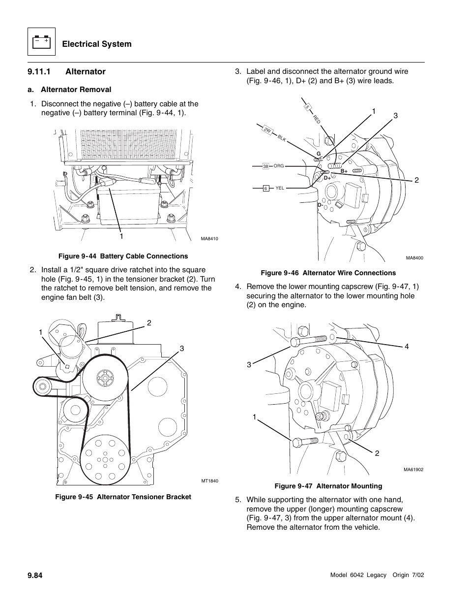 Alternator, Electrical system, 1 alternator | SkyTrak 6042 Service Manual User Manual | Page 454 / 544