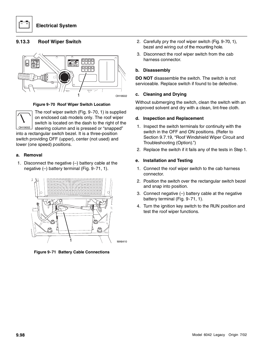 Roof wiper switch | SkyTrak 6042 Service Manual User Manual | Page 468 / 544