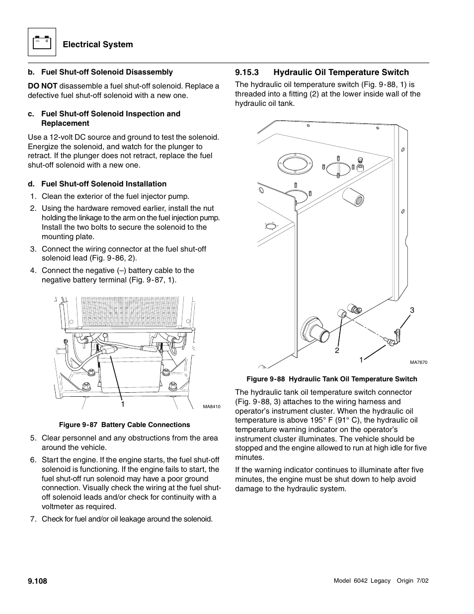 R to section 9.15.3, Hydraulic oil temperature, Switch | Hydraulic oil temperature switch | SkyTrak 6042 Service Manual User Manual | Page 478 / 544