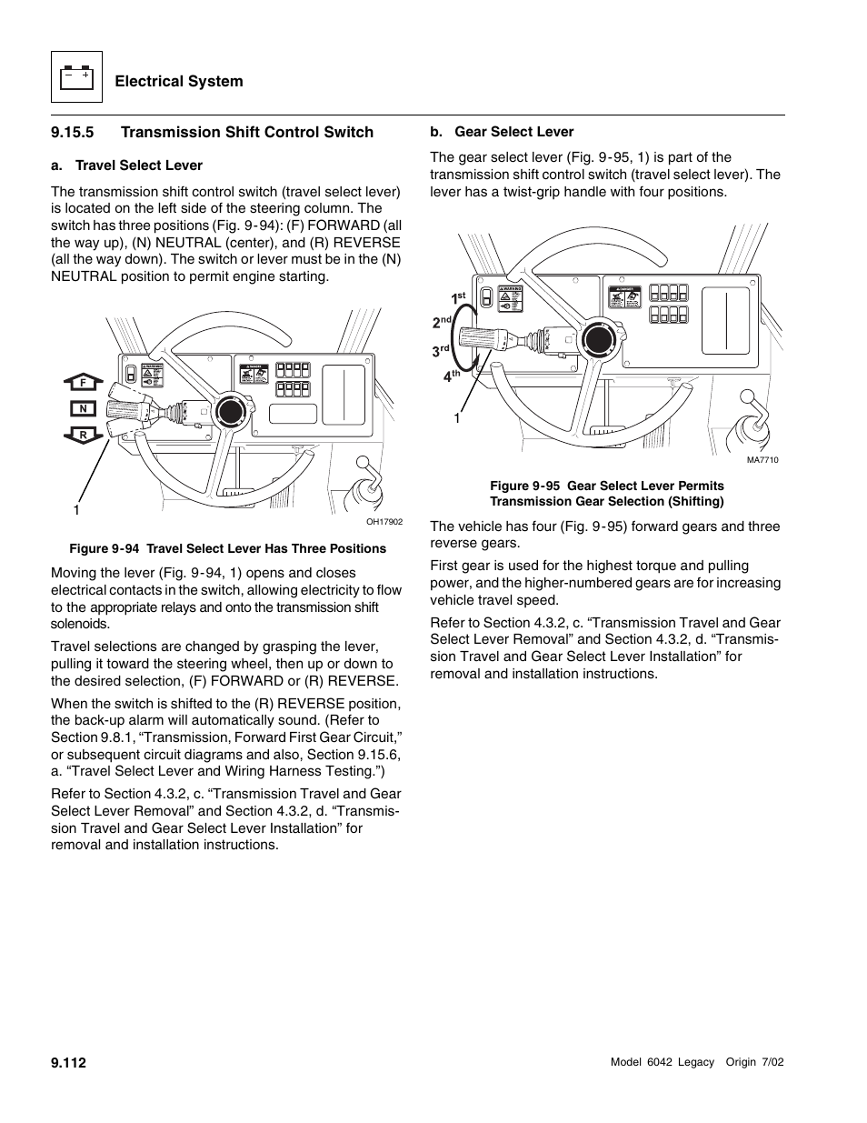 Transmission shift control switch | SkyTrak 6042 Service Manual User Manual | Page 482 / 544