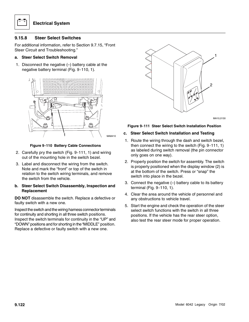 Steer select switches | SkyTrak 6042 Service Manual User Manual | Page 492 / 544