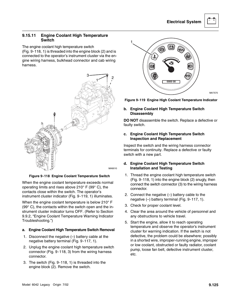 Engine coolant high temperature switch | SkyTrak 6042 Service Manual User Manual | Page 495 / 544