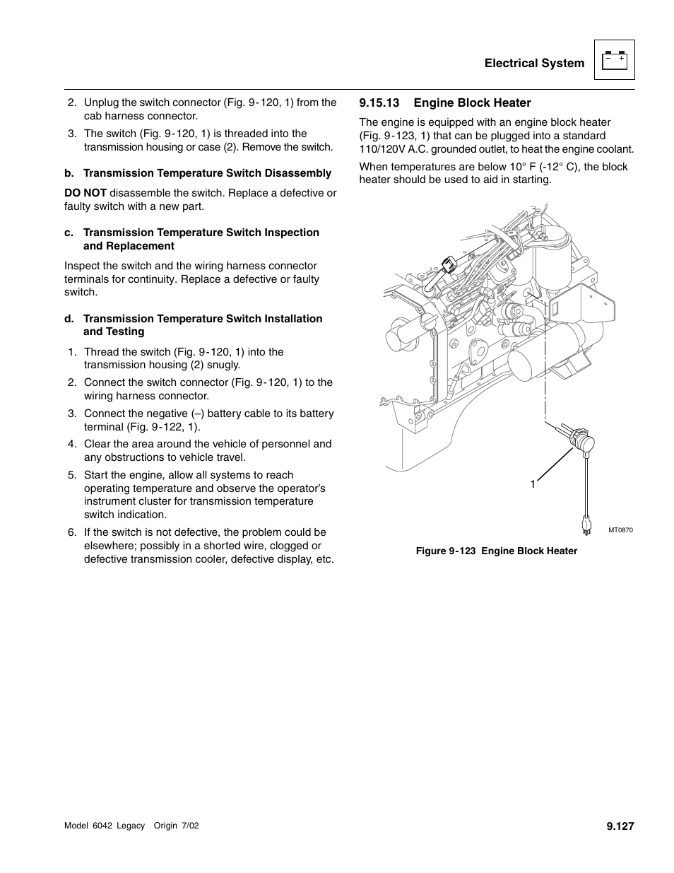 Engine block heater | SkyTrak 6042 Service Manual User Manual | Page 497 / 544