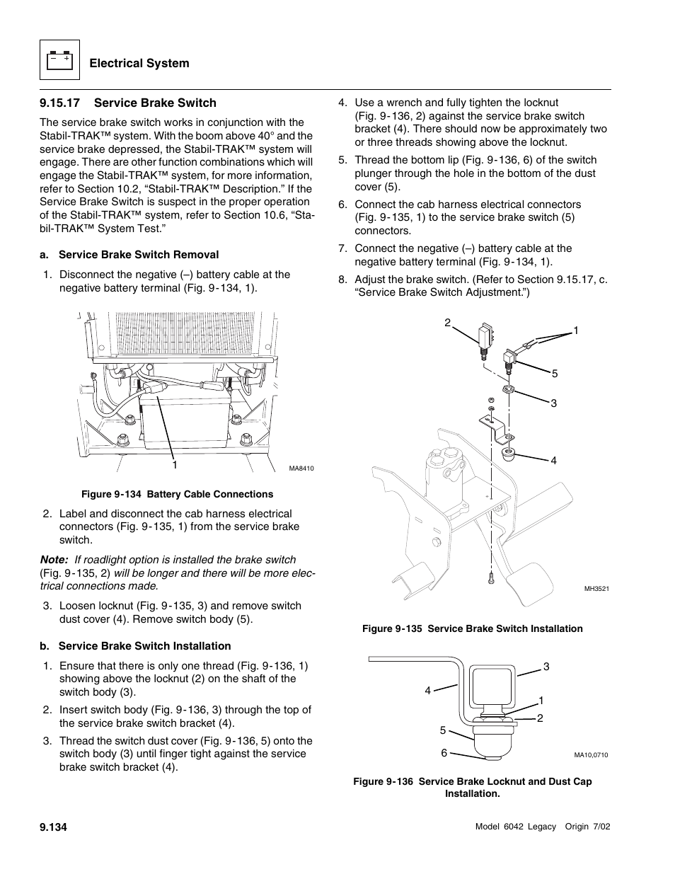 Service brake switch | SkyTrak 6042 Service Manual User Manual | Page 504 / 544