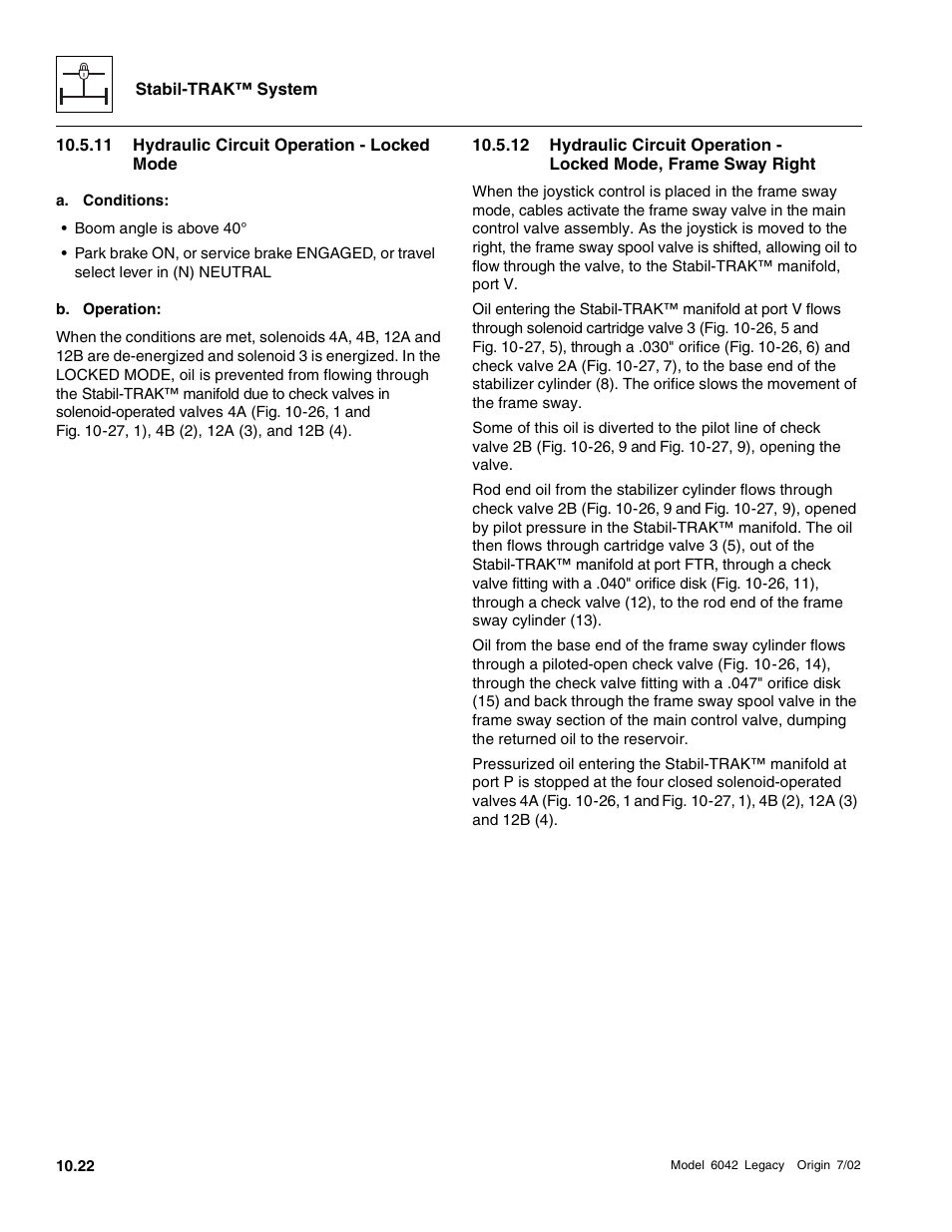 Hydraulic circuit operation - locked mode | SkyTrak 6042 Service Manual User Manual | Page 528 / 544