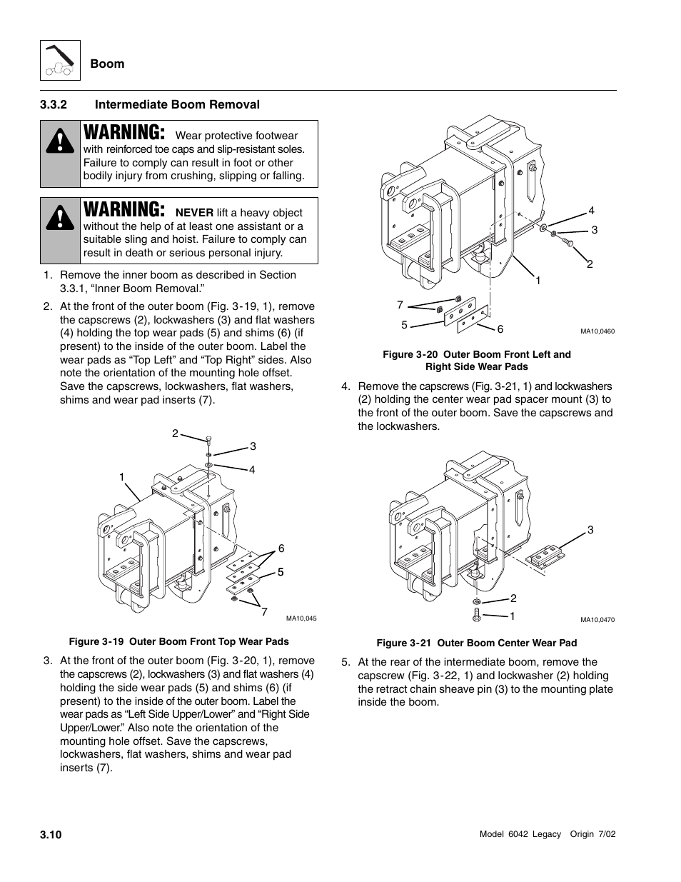 Intermediate boom removal, Warning | SkyTrak 6042 Service Manual User Manual | Page 56 / 544