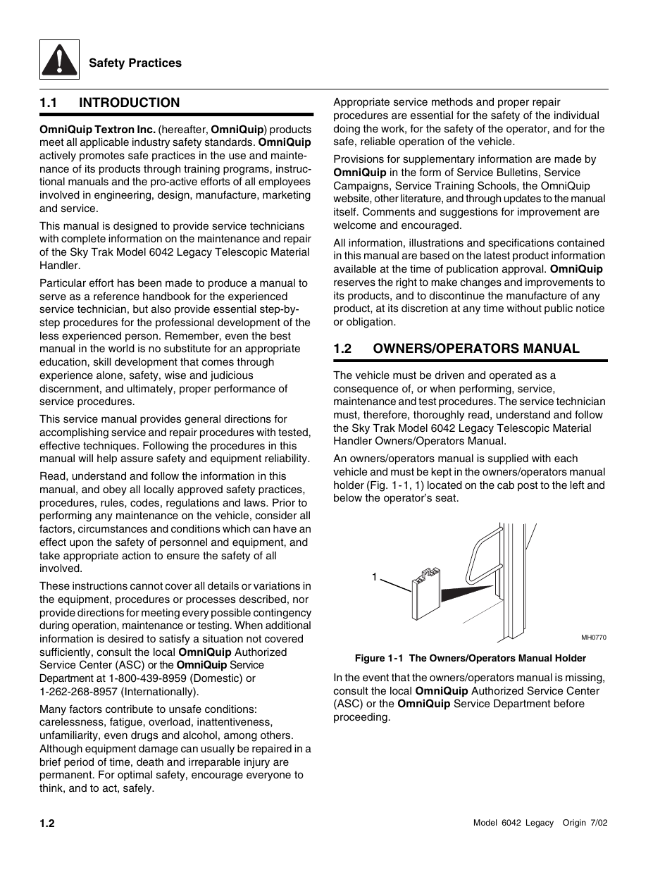 Introduction, Owners/operators manual | SkyTrak 6042 Service Manual User Manual | Page 8 / 544