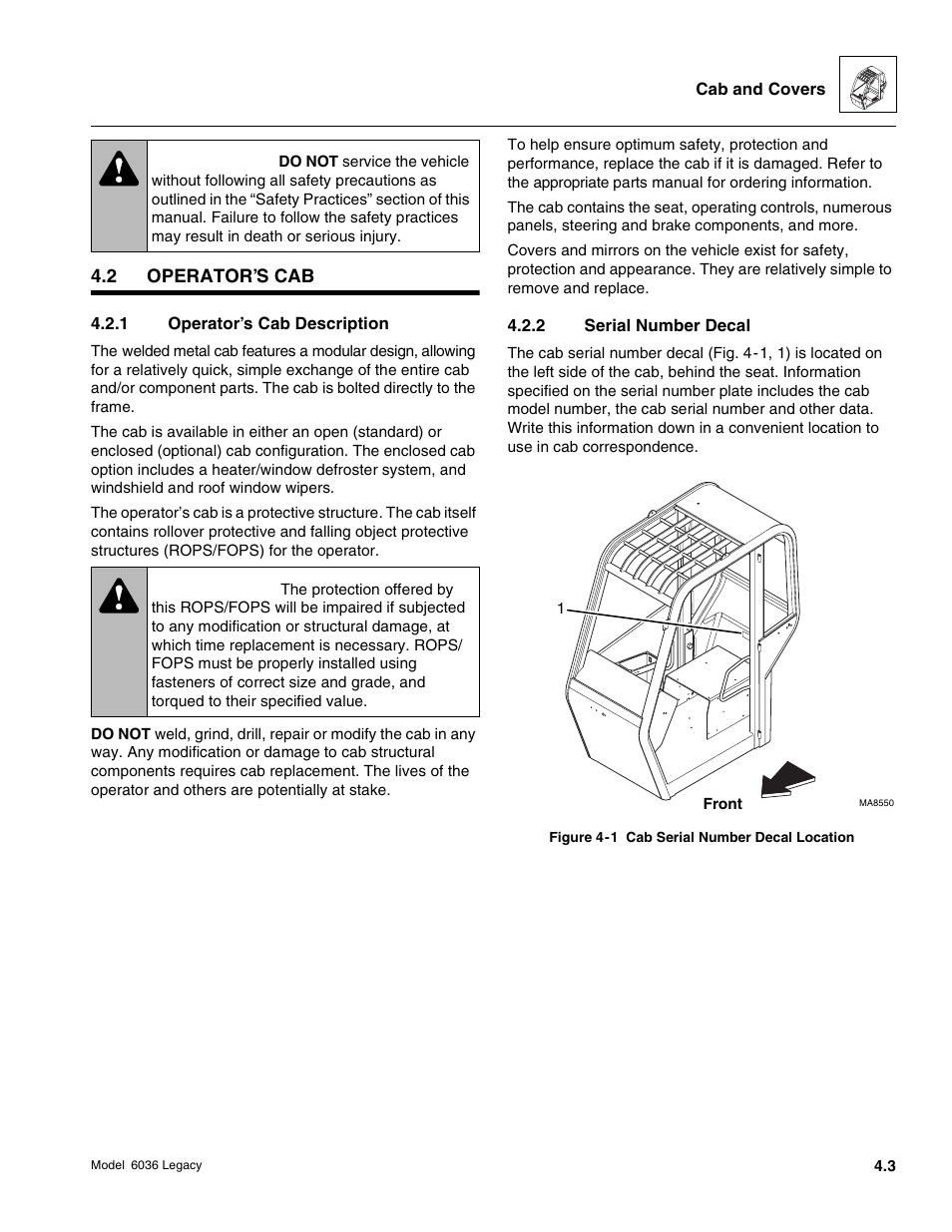 Warning | SkyTrak 6036 Service Manual User Manual | Page 107 / 460